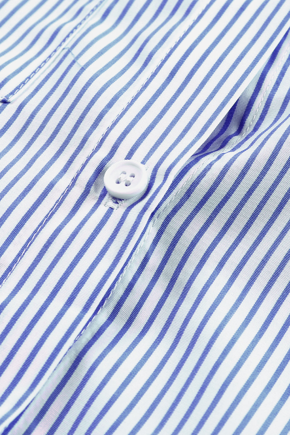 Pink Striped Casual Shirred Cuffs Shirt